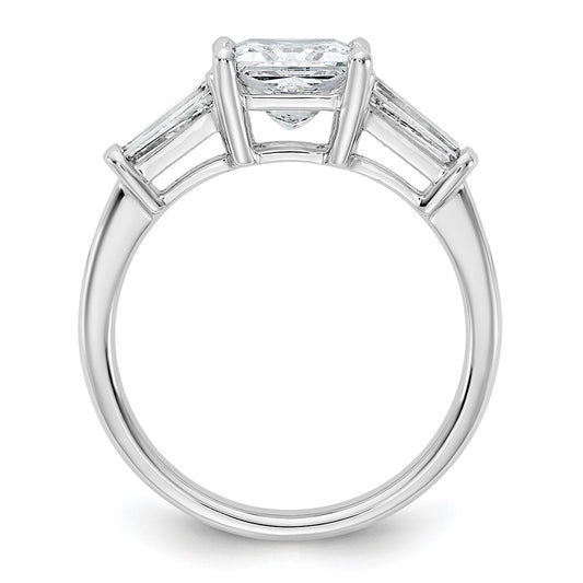 14K White Gold 2 1/5 carat Lab Grown Diamond VS+ F+ Princess and Tapered Baguette Complete Three Stone Engagement Ring