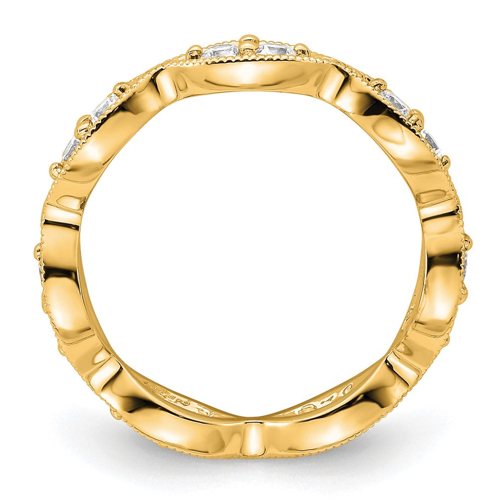 14K Yellow Gold Polished Size 4.5 Vintage Pave 1/2 carat Diamond Complete Eternity Wedding Band Ring