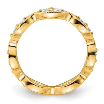 14K Yellow Gold Polished Size 4.5 Vintage Pave 1/2 carat Diamond Complete Eternity Wedding Band Ring