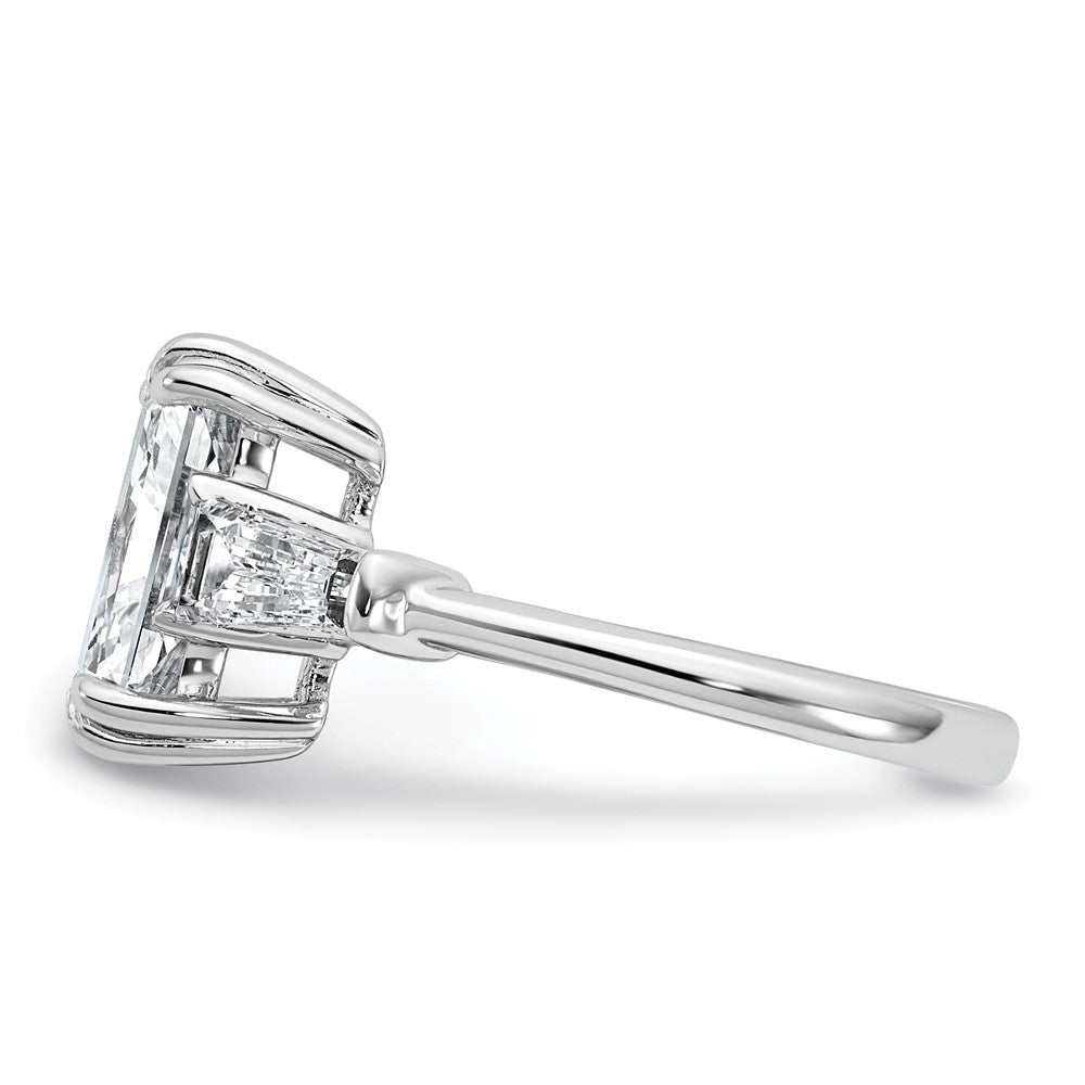 14K White Gold 3 3/4 carat Certified Lab Grown Diamond VS+ F+ Radiant with Tapered Baguette Sides Complete Engagement Ring