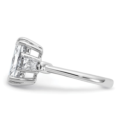 14K White Gold 3 3/4 carat Certified Lab Grown Diamond VS+ F+ Radiant with Tapered Baguette Sides Complete Engagement Ring