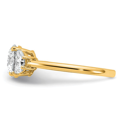 14K Yellow Gold 1/2 carat Lab Grown Diamond VS/SI+ G+ 1 1/2 carat Center Round Semi Mount Three Stone Engagement Ring