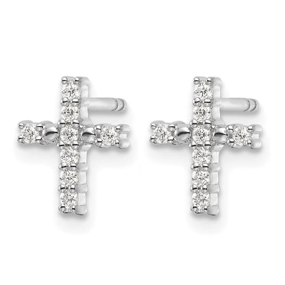 14K White Gold Polished Diamond Cross Post Earrings