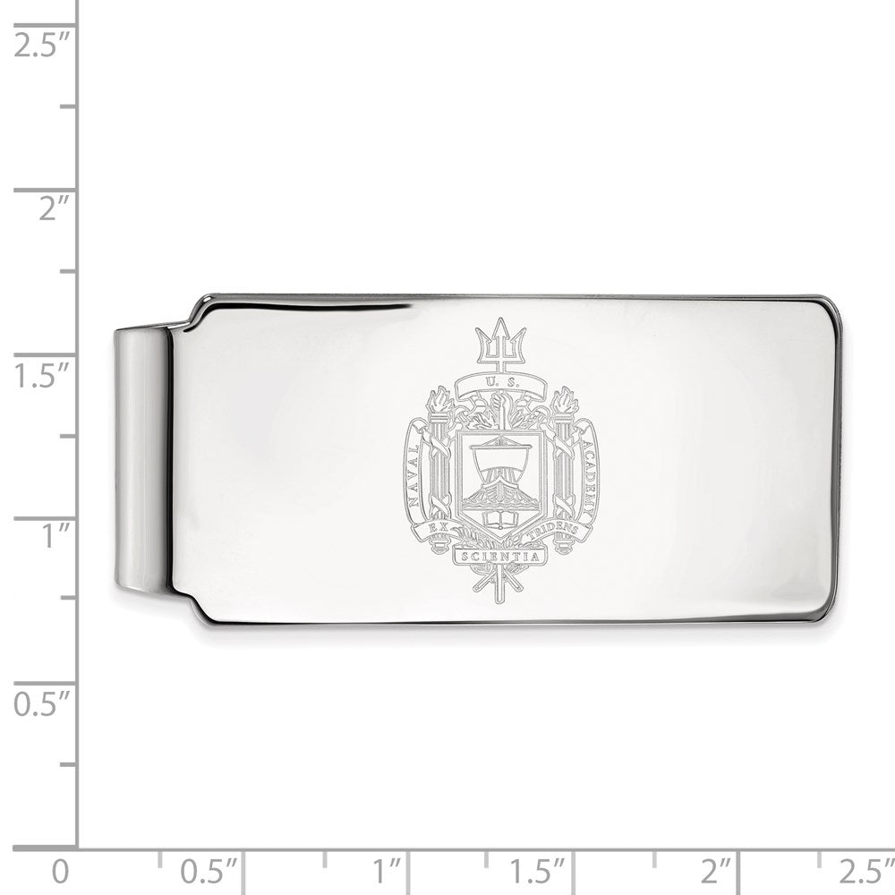 10K White Gold LogoArt US Naval Academy Crest Money Clip