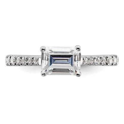 14K White Gold East West (Holds 1 carat (6.9x5.2mm) Emerald-cut Center) 1/4 carat Diamond Semi-Mount Engagement Ring