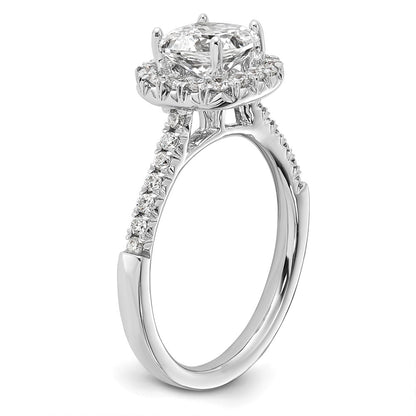 True Origin 14K White Gold 1/2 carat Lab Grown Diamond VS+ F+ Semi-Mount Cushion Halo Engagement Ring