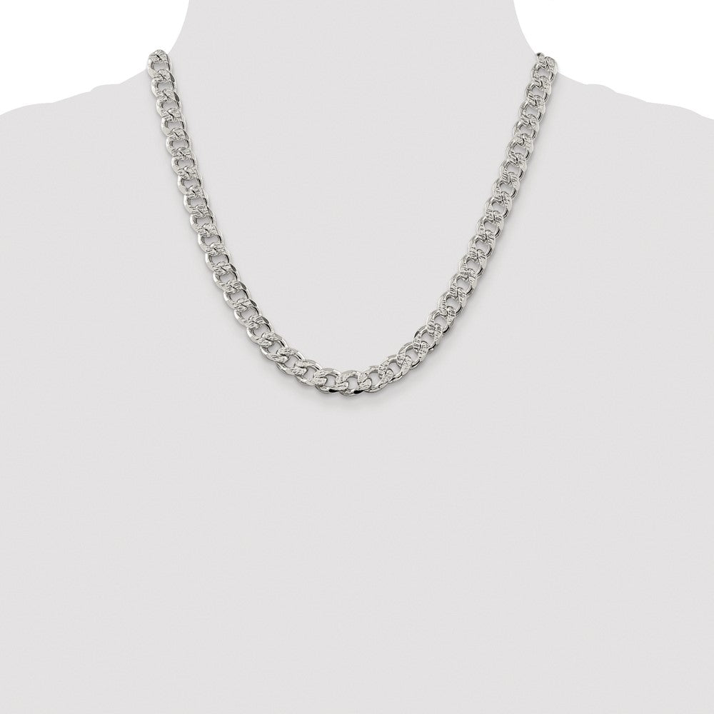 Sterling Silver Rhodium-plated 9.3mm Pav‚ Curb 20 Inch Chain