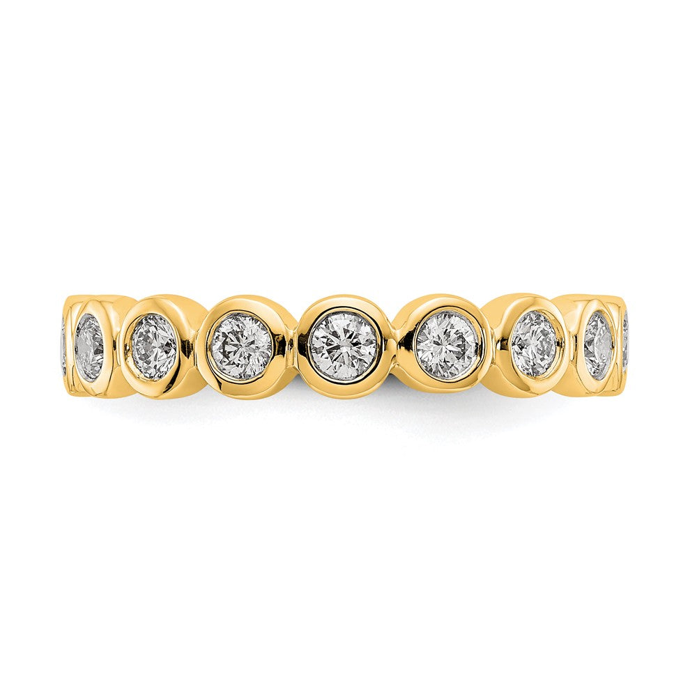 18K Yellow Gold Diamond Bezel Set Eternity Wedding Band Ring