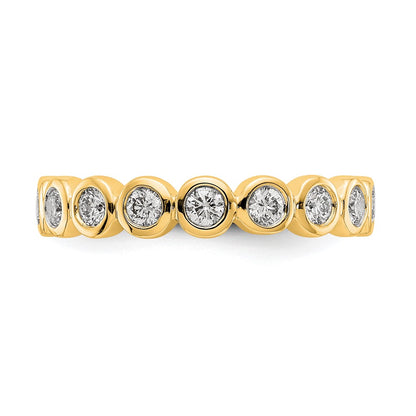 18K Yellow Gold Diamond Bezel Set Eternity Wedding Band Ring