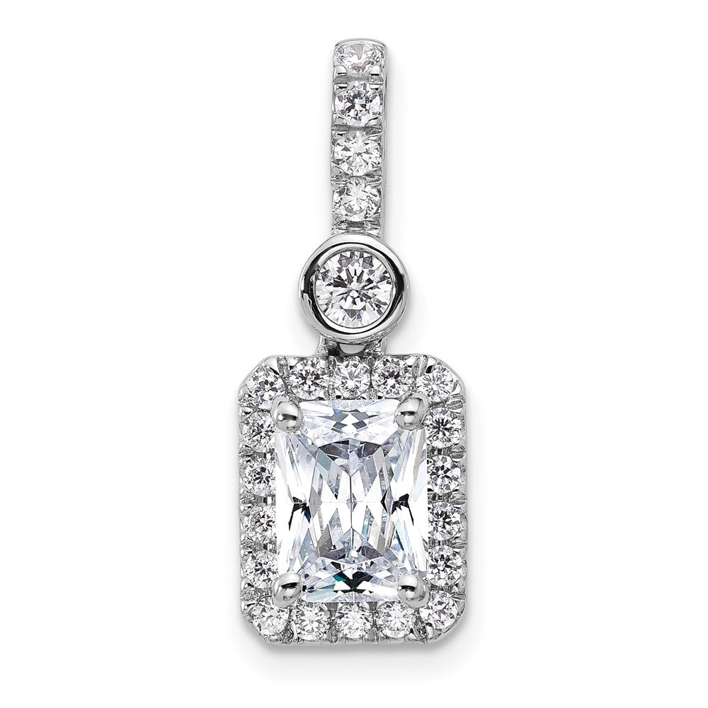 14K White Gold 2 carat Certified Lab Grown Diamond VS+ F+ Radiant Complete Halo Pendant