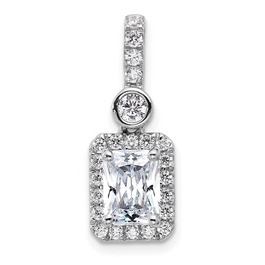 14K White Gold 2 carat Certified Lab Grown Diamond VS+ F+ Radiant Complete Halo Pendant