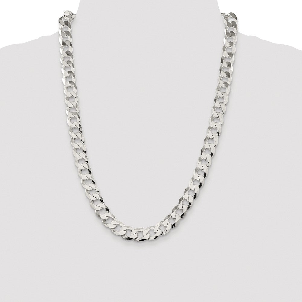 Sterling Silver Rhodium-plated 11.75mm Flat Curb 24 Inch Chain
