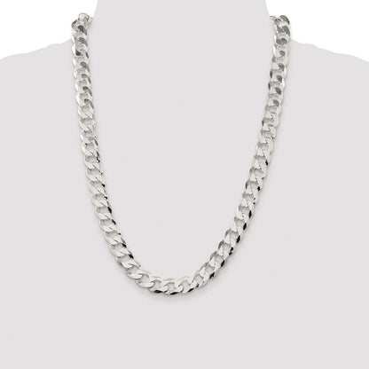 Sterling Silver Rhodium-plated 11.75mm Flat Curb 24 Inch Chain