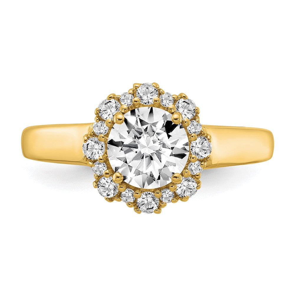 True Origin 14K Yellow Gold 1/4 carat Lab Grown Diamond VS+ F+ Semi-Mount Round Halo Engagement Ring