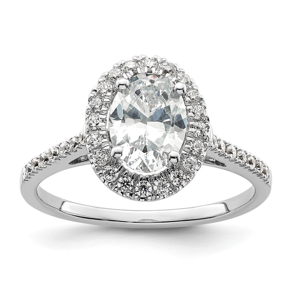 14K White Gold Halo (Holds 2 carat (8.5x6.5mm) Oval Center) 1/3 carat Diamond Semi-mount Engagement Ring