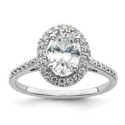 14K White Gold Halo (Holds 2 carat (8.5x6.5mm) Oval Center) 1/3 carat Diamond Semi-mount Engagement Ring