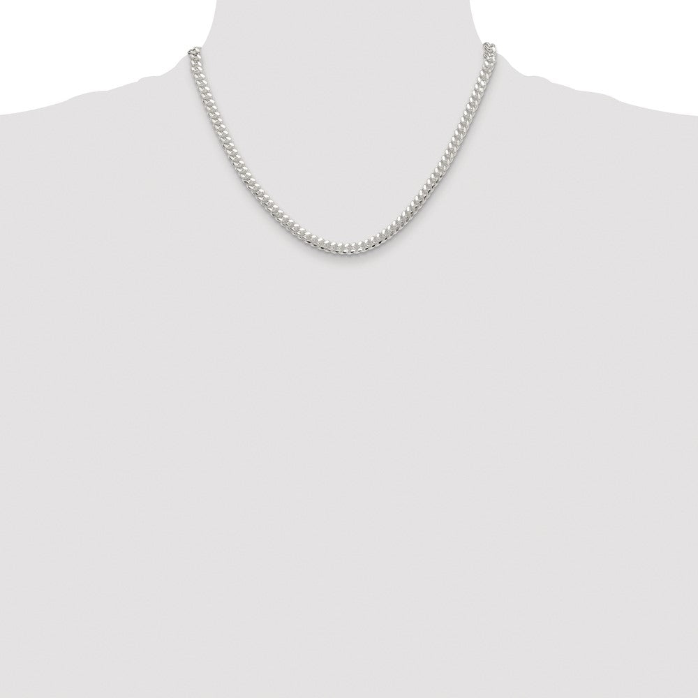 Sterling Silver Rhodium-plated Polished 5.7mm Domed Curb 18 Inch Chain