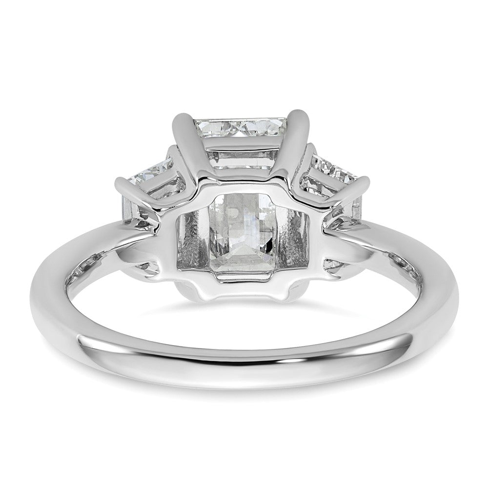 14K White Gold 2 3/4 carat Lab Grown Diamond VS+ F+ Complete Emerald and Trapezoid Engagement Ring