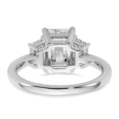 14K White Gold 2 3/4 carat Lab Grown Diamond VS+ F+ Complete Emerald and Trapezoid Engagement Ring