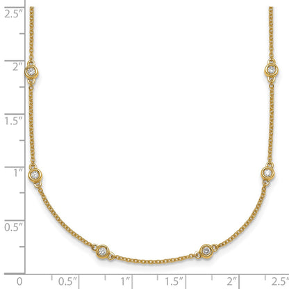 14K Yellow Gold Complete 1/2 carat Bezel-set Diamond and Cable Chain 18-Station 18 Inch Necklace