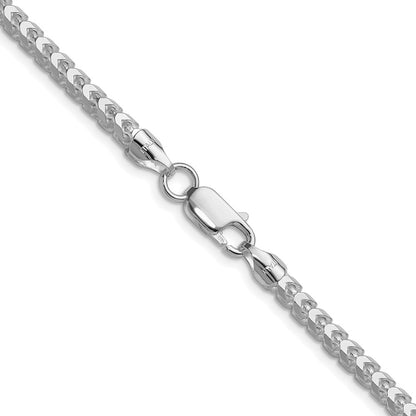 Sterling Silver Rhodium-plated 4.0mm D/C Square Franco 26 Inch Chain