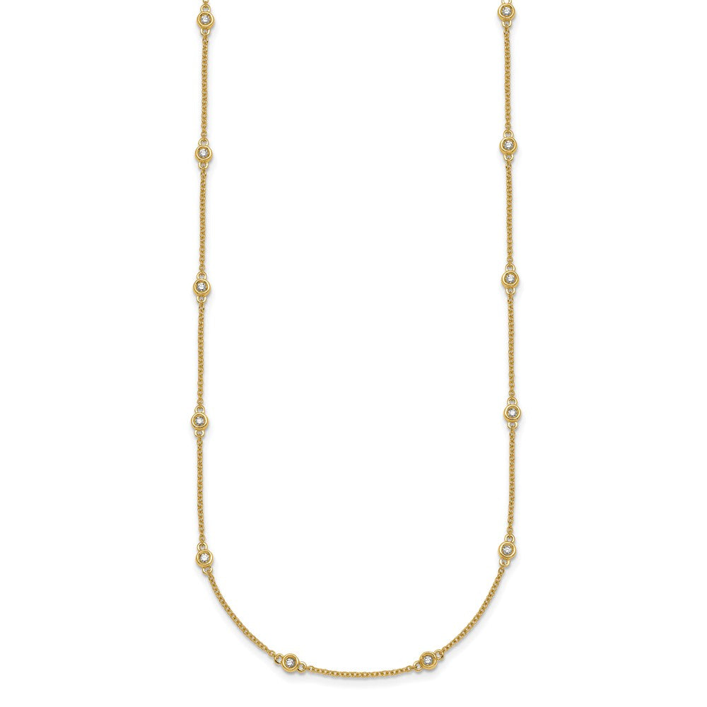 14K Yellow Gold Complete 1/4 carat Bezel-set Diamond and Cable Chain 16-Station 16 Inch Necklace