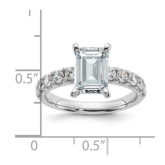 14K White Gold Certified 2 3/4 carat Lab Grown Diamond VS+ F+ Emerald Complete Engagement Ring