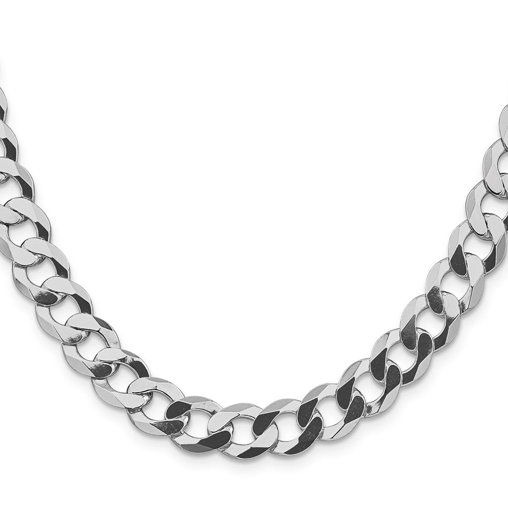 Sterling Silver Rhodium-plated 9.75mm Flat Curb 24 Inch Chain