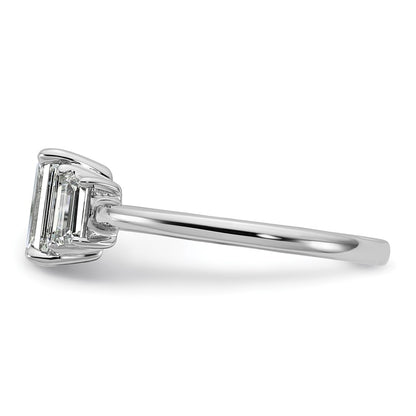 14K White Gold 1 3/8 carat Lab Grown Diamond VS+ F+ Complete Emerald and Trapezoid Engagement Ring