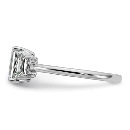 14K White Gold 1 3/8 carat Lab Grown Diamond VS+ F+ Complete Emerald and Trapezoid Engagement Ring