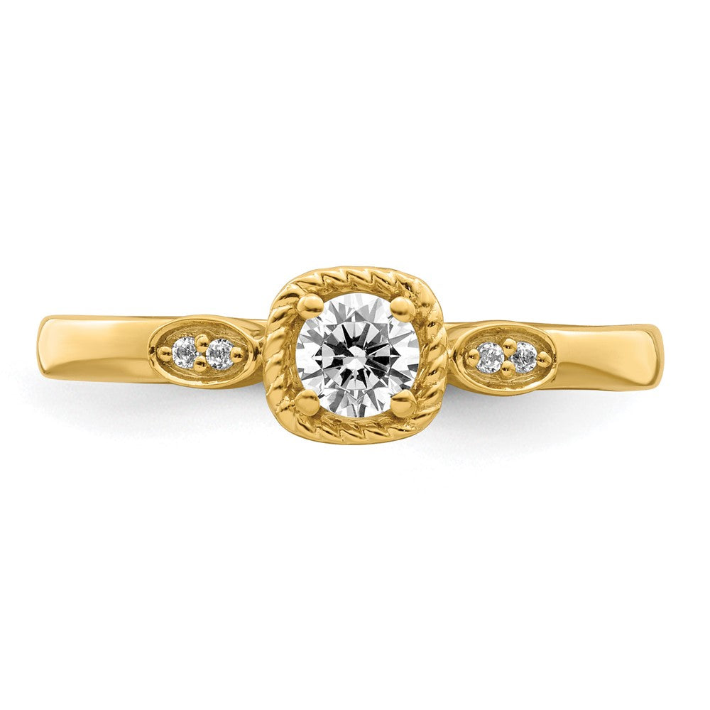 14K Yellow Gold Rope Edge Petite 1/4 carat Round Diamond Complete Promise/Engagement Ring