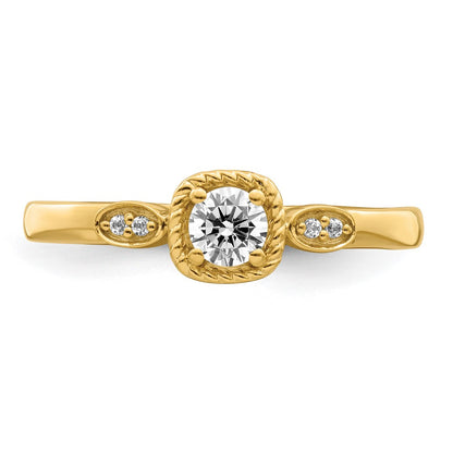 14K Yellow Gold Rope Edge Petite 1/4 carat Round Diamond Complete Promise/Engagement Ring