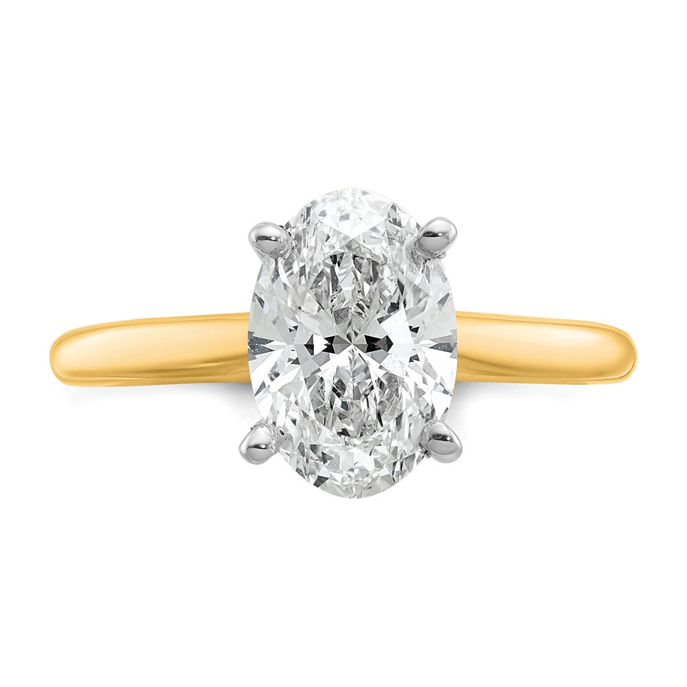 14K Two-Tone Gold 2 carat Lab Grown Diamond VS+ F+ Oval Complete Solitaire Engagement Ring