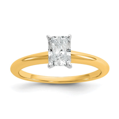 14K Two-Tone Gold Two-tone 3/4 carat Lab Grown Diamond VS+ F+ Radiant Solitaire Complete Engagement Ring
