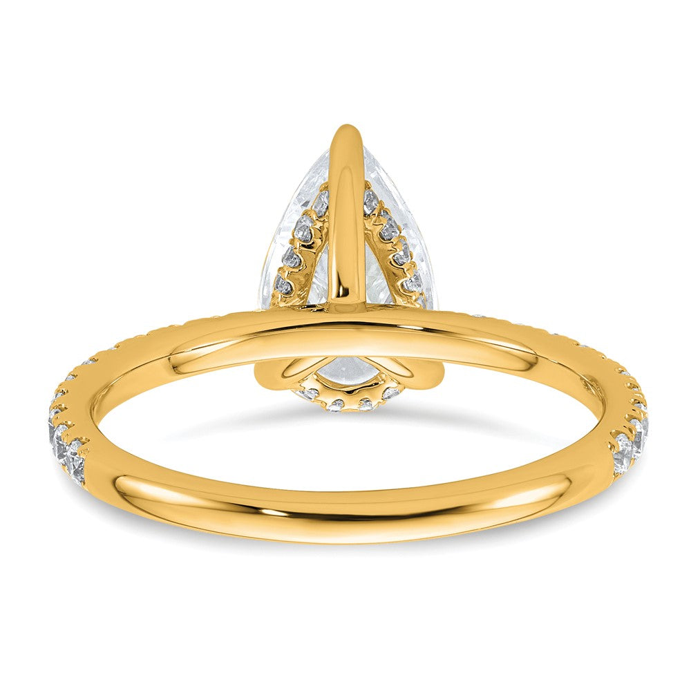 14K Yellow Gold 2 carat Certified Lab Grown Diamond VS+ F+ Pear Complete Solitaire with Flair Engagement Ring