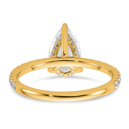 14K Yellow Gold 2 carat Certified Lab Grown Diamond VS+ F+ Pear Complete Solitaire with Flair Engagement Ring