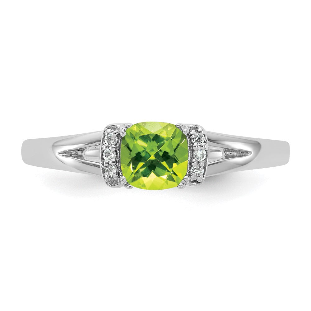 14K White Gold Polished Diamond and Peridot Fashion Ring