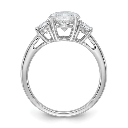 14K White Gold 5/8 carat Lab Grown Diamond VS/SI+ G+ Half Moon and 2 1/2 carat Oval Center Semi Mount Three Stone Engagement Ring