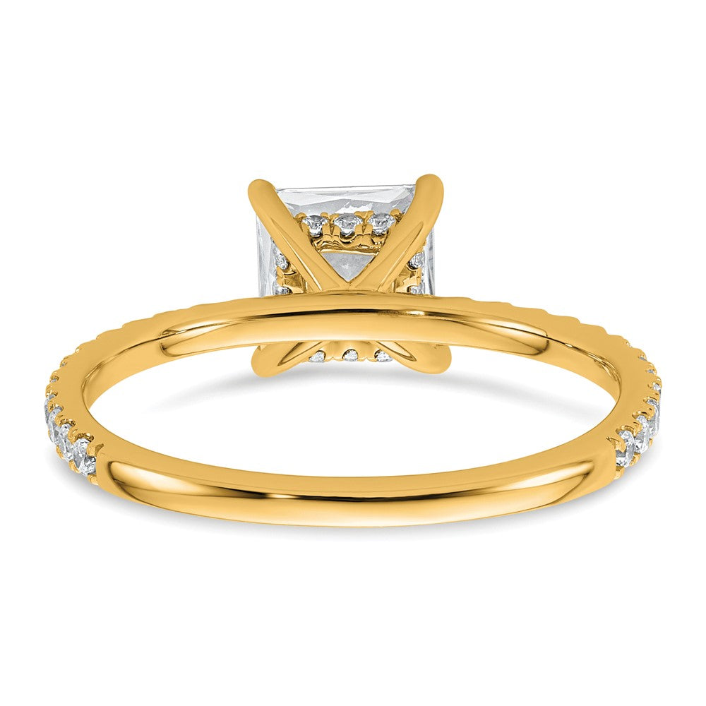14K Yellow Gold 1 3/8 carat Certified Lab Grown Diamond VS/SI+ G+ Princess Complete Solitaire with Flair Engagement Ring