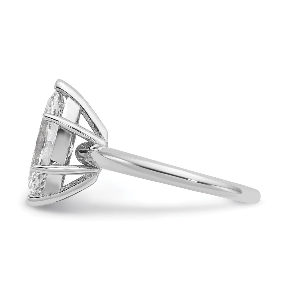 14K White Gold 2 1/2 carat Lab Grown Diamond VS+ F+ Marquise Solitaire Complete Engagement Ring