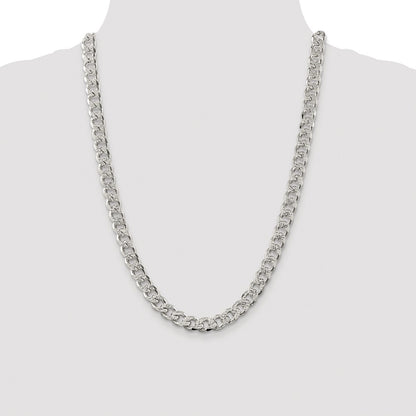 Sterling Silver Rhodium-plated 9.3mm Pav‚ Curb 24 Inch Chain