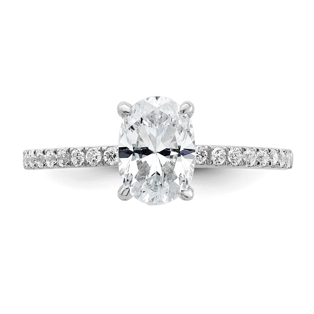 14K White Gold 1 1/3 carat Certified Lab Grown Diamond VS/SI+ G+ Oval Complete Solitaire with Flair Engagement Ring