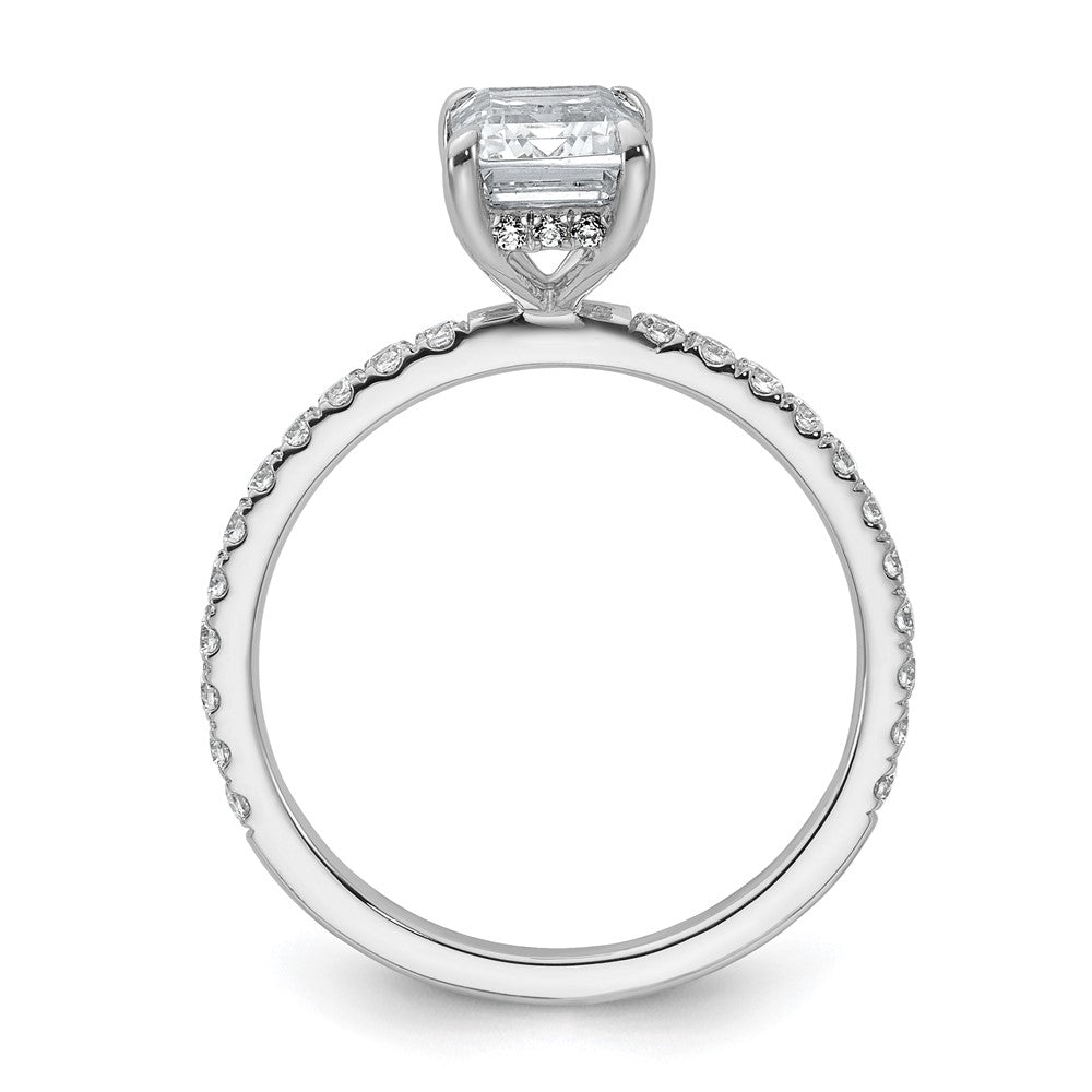 14K White Gold 2 carat Certified Lab Grown Diamond VS+ F+ Emerald Complete Solitaire with Flair Engagement Ring