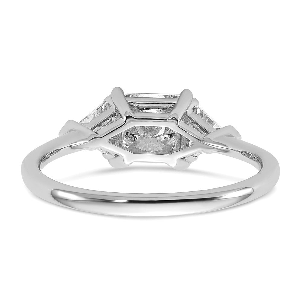 14K White Gold 1/2 carat Lab Grown Diamond VS/SI+ G+ Trillion and 1 carat Princess Center Semi Mount Three Stone Engagement Ring
