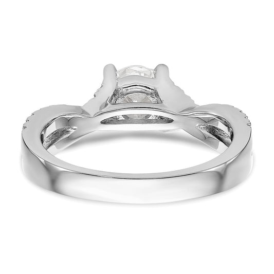 14K White Gold Criss-Cross (Holds 3/4 carat (5.8mm) Round Center) 3/8 carat Diamond Semi-mount Engagement Ring