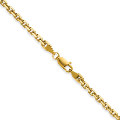 14K Yellow Gold 3.25mm D/C French Link 24 Inch Chain