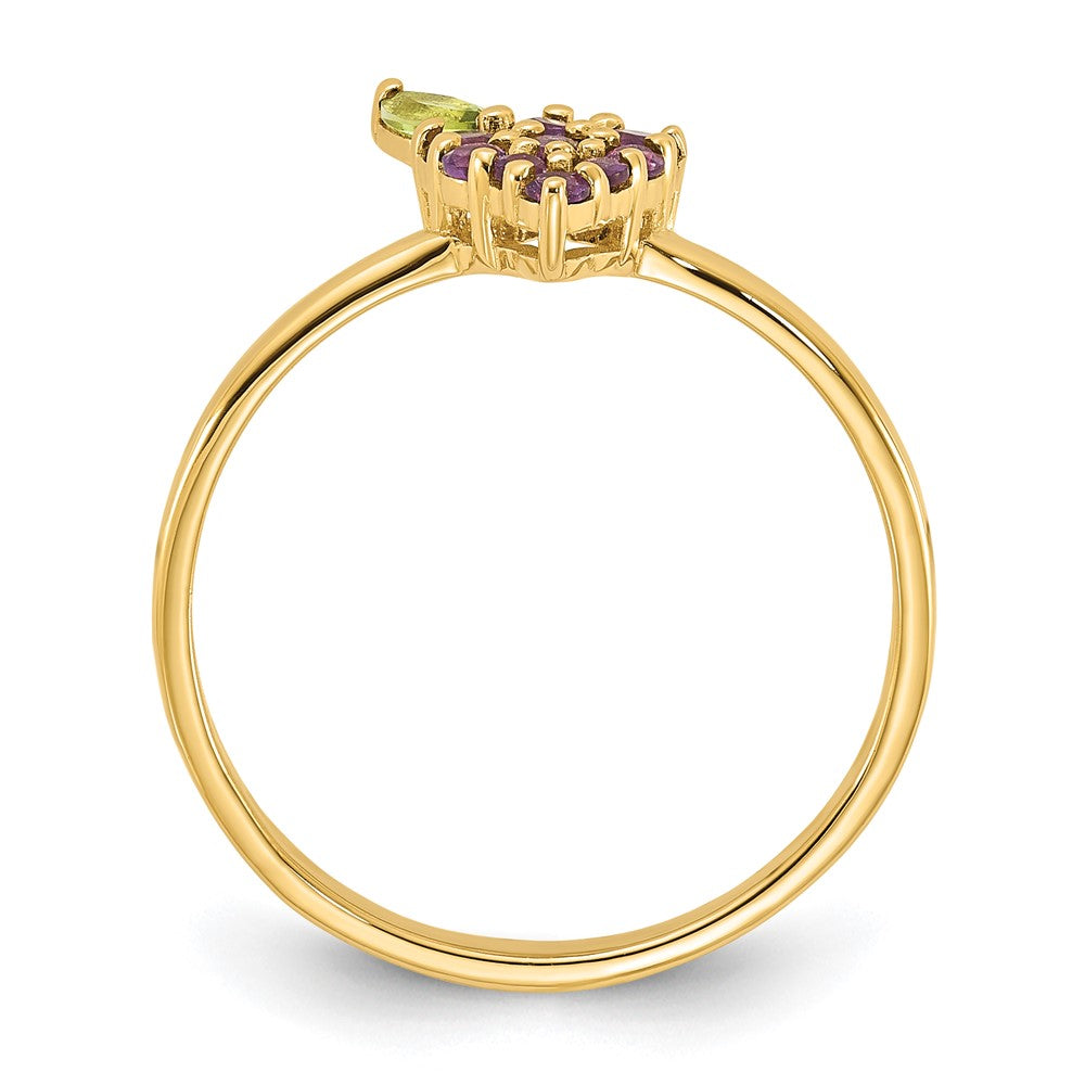 14K Yellow Gold Amethyst and Peridot Grapes Size 7 Ring