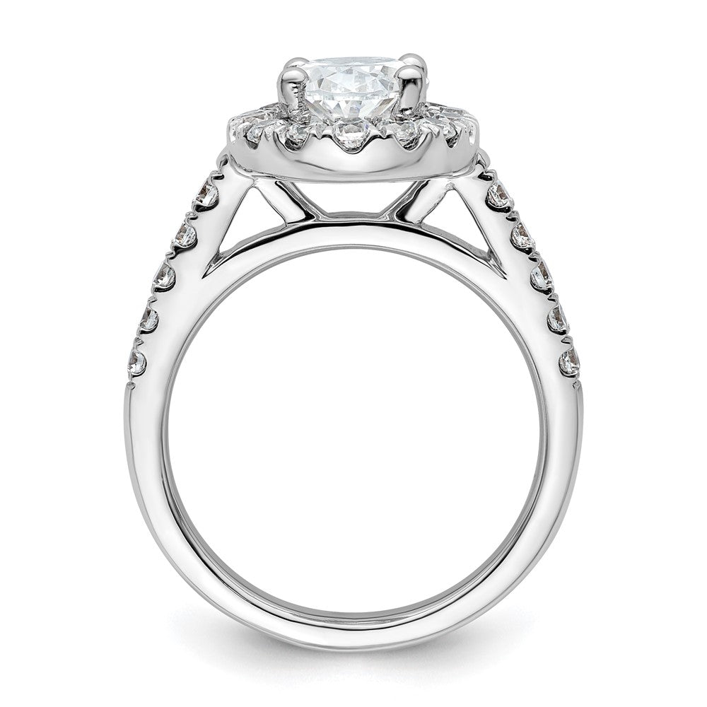 14K White Gold Halo Plus (Holds 2 carat (10.2x7.0mm) Oval Center) 7/8 carat Diamond Semi-Mount Engagement Ring