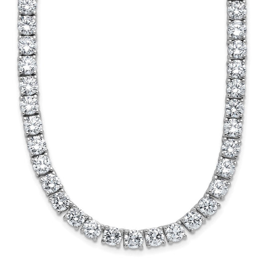 Cheryl M Sterling Silver Rhodium-plated Polished 5.00mm CZ with Safety Clasp Tennis 24 Inch Necklace