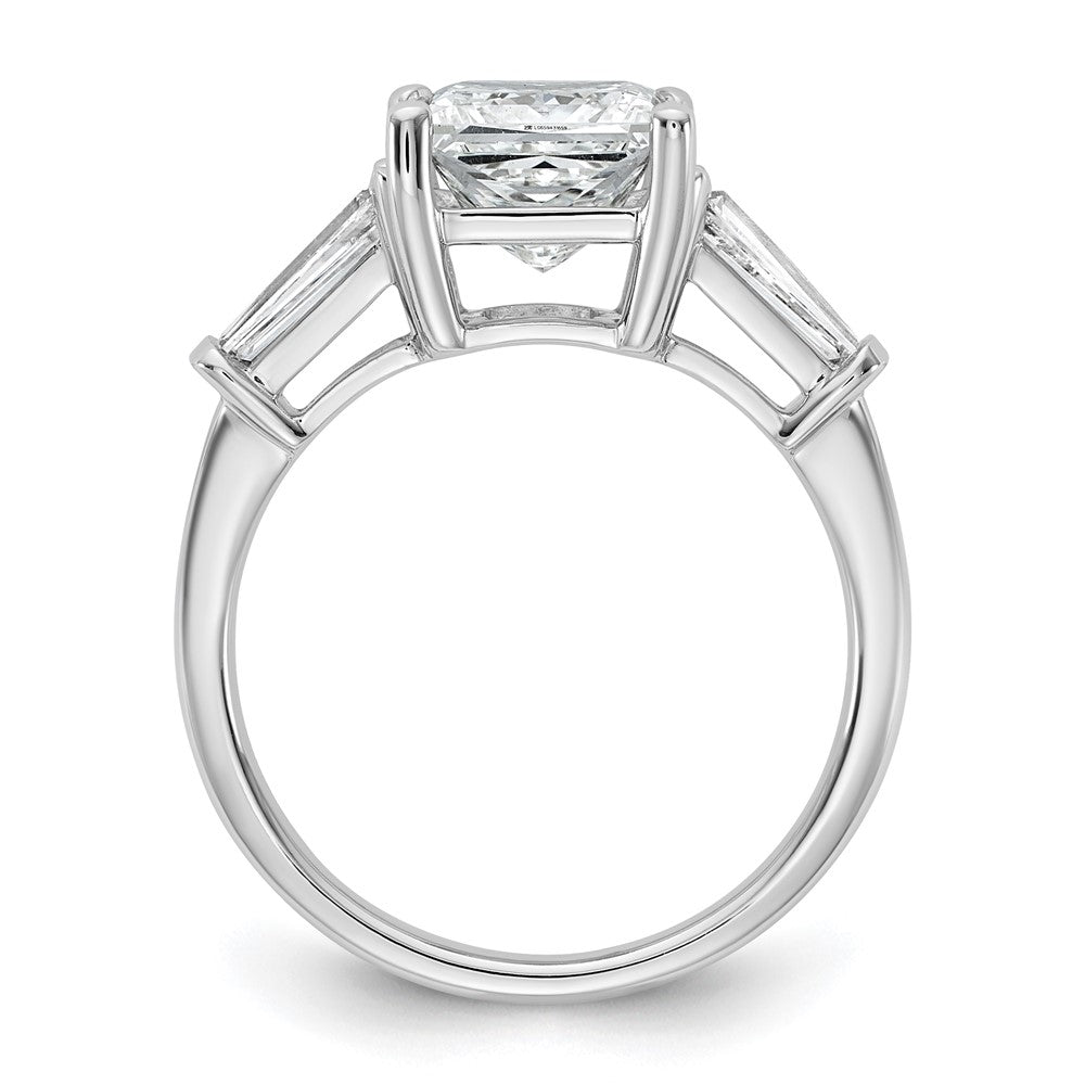 14K White Gold 3 1/5 carat Lab Grown Diamond VS+ F+ Princess and Tapered Baguette Complete Three Stone Engagement Ring